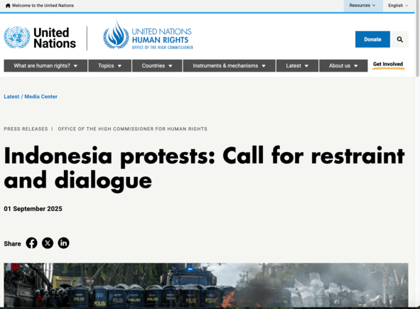 PBB Soroti Kekerasan kepada Pendemo di Indonesia